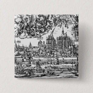 Macaron Carré 5 Cm Vue générale de Cologne, 1531 (gravure) (pho de