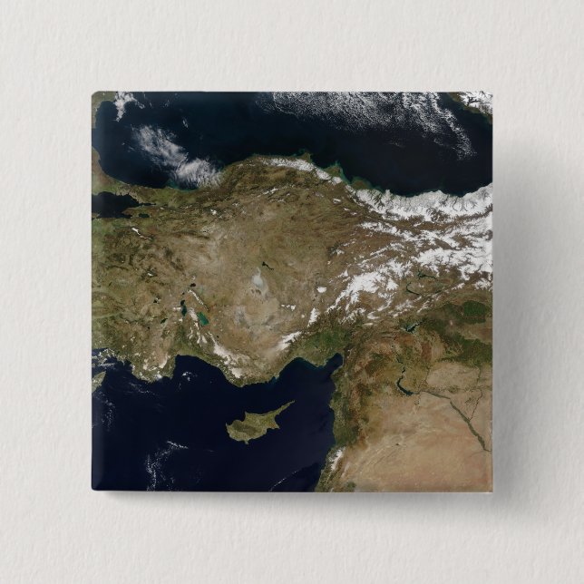 Macaron Carré 5 Cm Vue satellite de la Turquie (Devant)