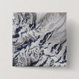 Macaron Carré 5 Cm Vue satellite d'un glacier de l'Himalaya