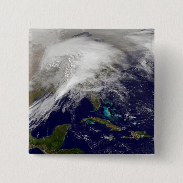Macaron Carré 5 Cm Vue satellite d'une tempête d'hiver massive (Devant)