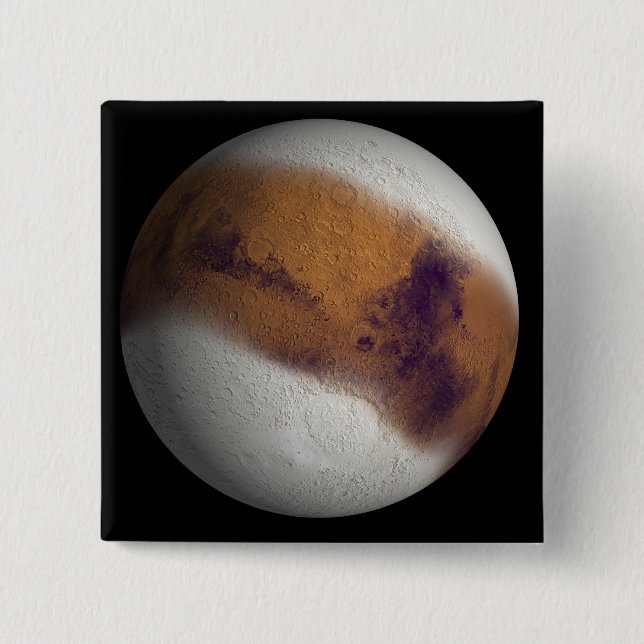 Macaron Carré 5 Cm Vue simulée de Mars (Devant)
