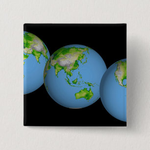 Macaron Carré 5 Cm Vues topographiques du monde