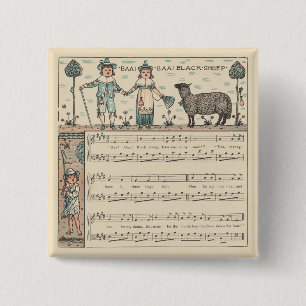 Macaron Carré 5 Cm Walter Crane Baa Baa Mouton Noir Comptine