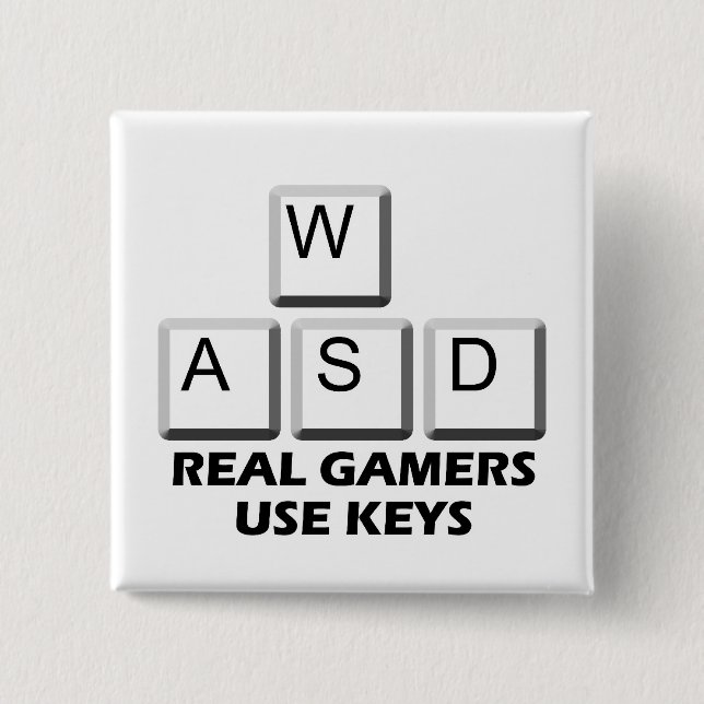 Macaron Carré 5 Cm WASD - Vraies clés d'utilisation de Gamers (Devant)