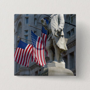 Macaron Carré 5 Cm Washington, DC, statue de Benjamin Franklin