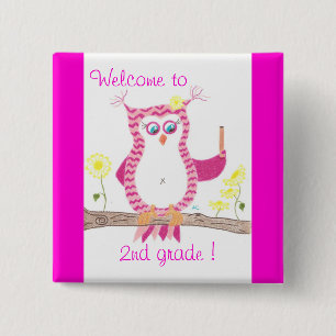 Macaron Carré 5 Cm Welcome to 2nd grade student pin button