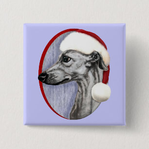 Macaron Carré 5 Cm Whippet Christmas Black Père Noël