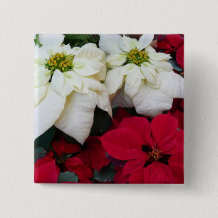 Macaron Carré 5 Cm White and Red Poinsettias