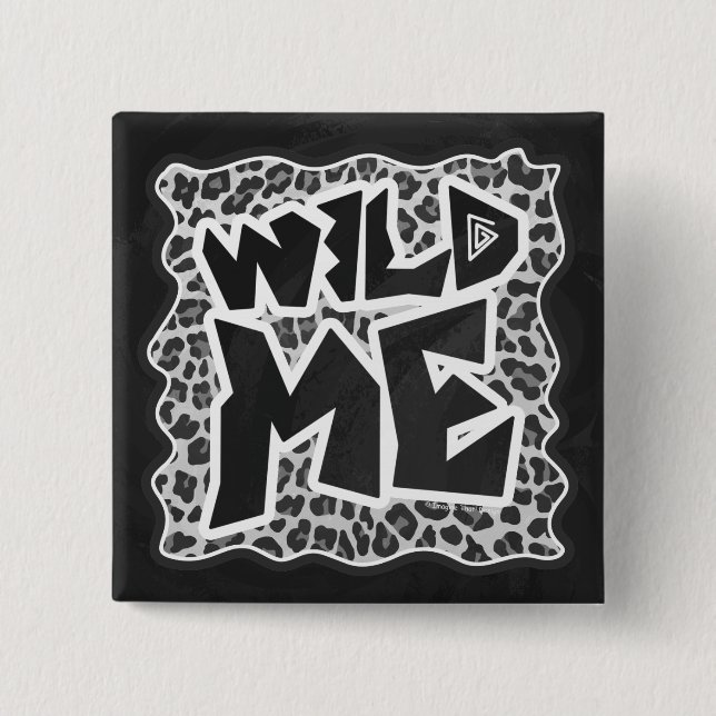 Macaron Carré 5 Cm Wild Me Leopard blanc et noir (Devant)