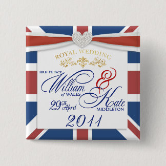 Macaron Carré 5 Cm William et Kate épousant le Pin commémoratif de