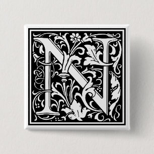 Macaron Carré 5 Cm William Morris Alphabet "N"