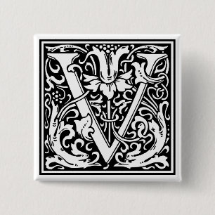Macaron Carré 5 Cm William Morris Alphabet "V"