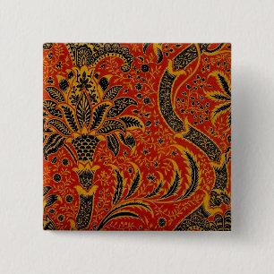 Macaron Carré 5 Cm William Morris India Rouge Floral Vintage Classiqu