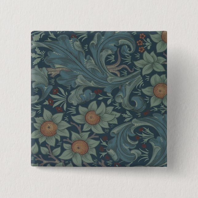 Macaron Carré 5 Cm William Morris Orchard Art Motif (Devant)