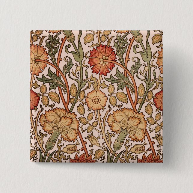 Macaron Carré 5 Cm William Morris Rose Flower Fond d'écran Motif (Devant)