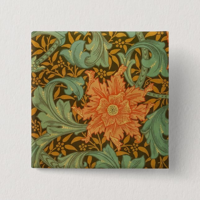 Macaron Carré 5 Cm William Morris Single Stem Pattern (Devant)