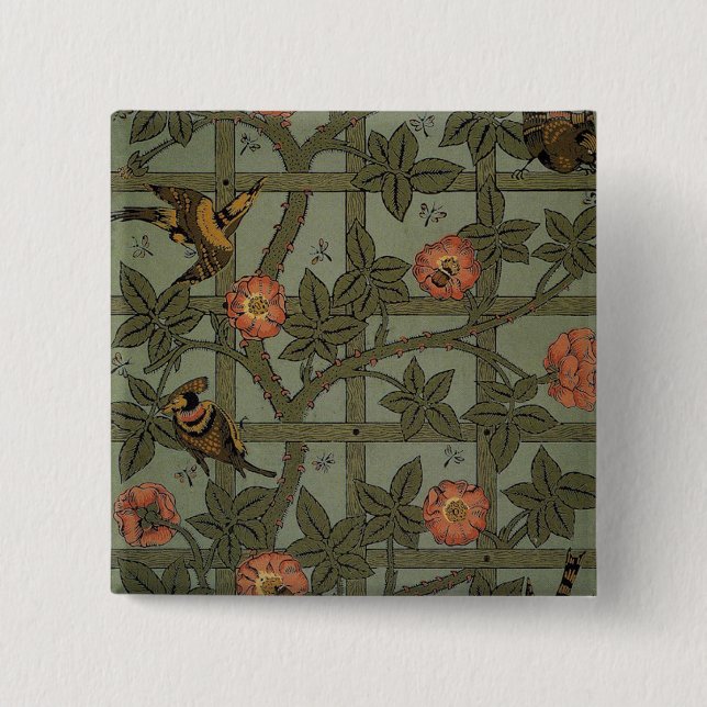 Macaron Carré 5 Cm William Morris Trellis Wallpaper Art (Devant)