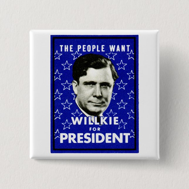 Macaron Carré 5 Cm WIllkie 1940 pour le président (Devant)