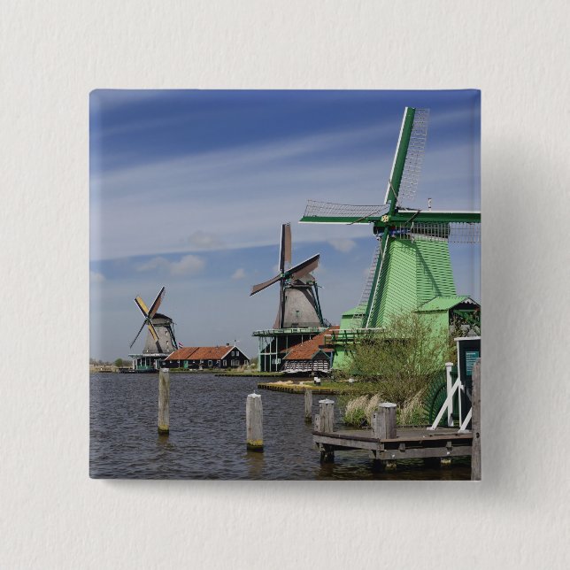 Macaron Carré 5 Cm Windmill, Zaanse Schans, Hollande, Pays-Bas 2 (Devant)