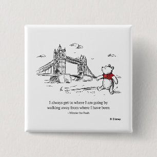 Macaron Carré 5 Cm Winnie l'Ooh   J'arrive toujours là où je vais