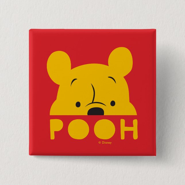 Macaron Carré 5 Cm Winnie l'Ooh | Pooh à poitrine (Devant)