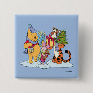 Macaron Carré 5 Cm Winnie l'Ourson  Joyeux cadeau de vacances