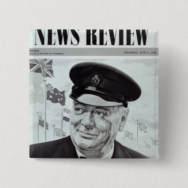 Macaron Carré 5 Cm Winston Churchill (Devant)