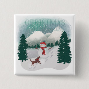 Macaron Carré 5 Cm Winter Wonderland - Christmas Snowman