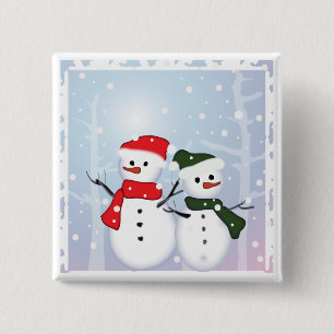 Macaron Carré 5 Cm Winter Wonderland Snowman Notre premier Noël