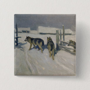 Macaron Carré 5 Cm Wolfs, la nuit d'hiver, c.1910