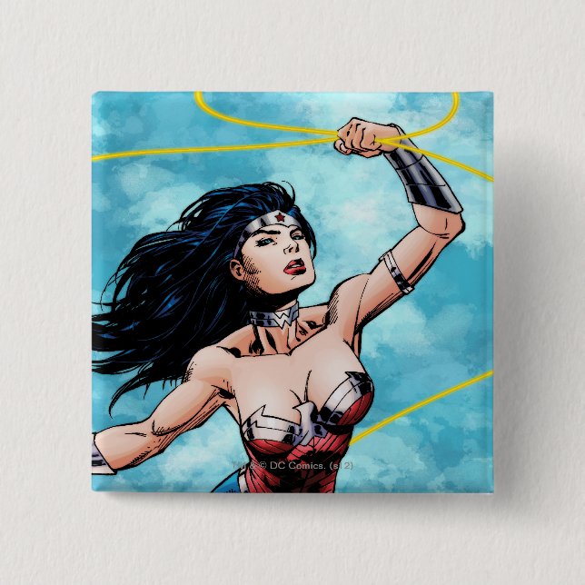 Macaron Carré 5 Cm Wonder Woman & Lasso de la vérité (Devant)