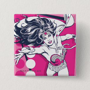 Macaron Carré 5 Cm Wonder Woman Retro Glam Caractère Art