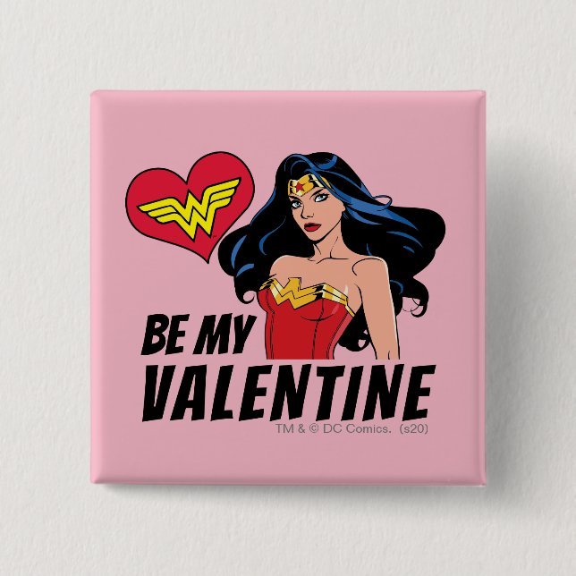 Macaron Carré 5 Cm Wonder Woman | Vous êtes merveilleuse Valentine (Devant)