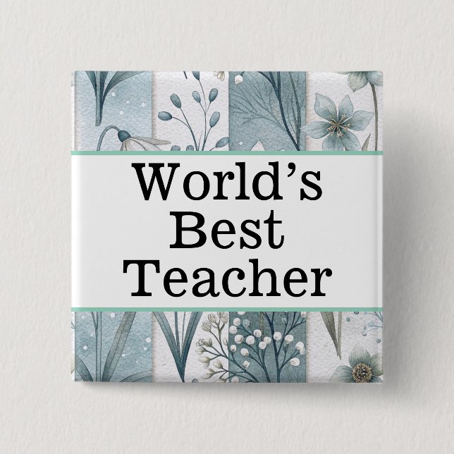 Macaron Carré 5 Cm World's best teacher pin (Devant)