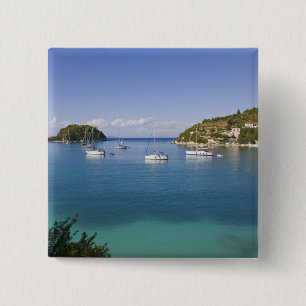 Macaron Carré 5 Cm Yachts à l'ancre, Lakka, Paxos, Grèce