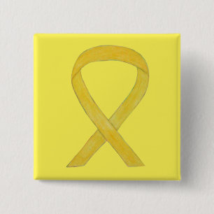 Macaron Carré 5 Cm Yellow Awareness Ribbon Custom Art Pins