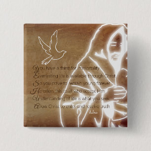 Macaron Carré 5 Cm YESHUA Messiah Jésus Christ Poème chrétien