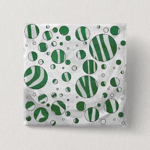 Macaron Carré 5 Cm Zebra Green et White Polka Dot