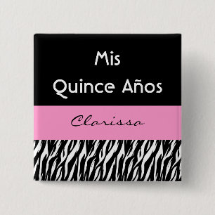 Macaron Carré 5 Cm Zèbre d'Anos Quinceanera de coing de mis avec le