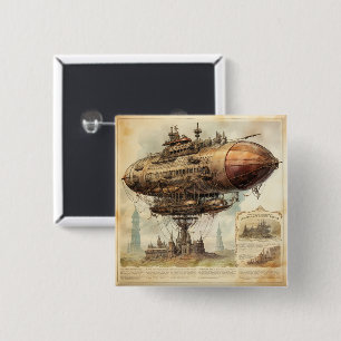 Macaron Carré 5 Cm Zeppelin Steampunk vintage (10)