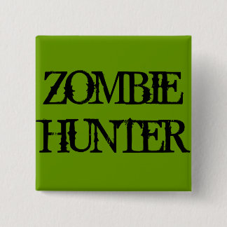 Macaron Carré 5 Cm Zombie Hunter, Bouton Carré vert