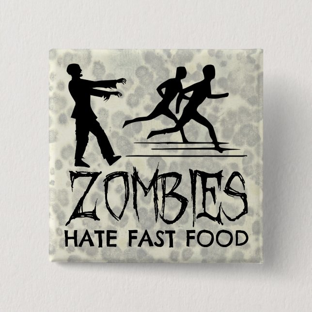 Macaron Carré 5 Cm Zombies Hait Fast Food (Devant)