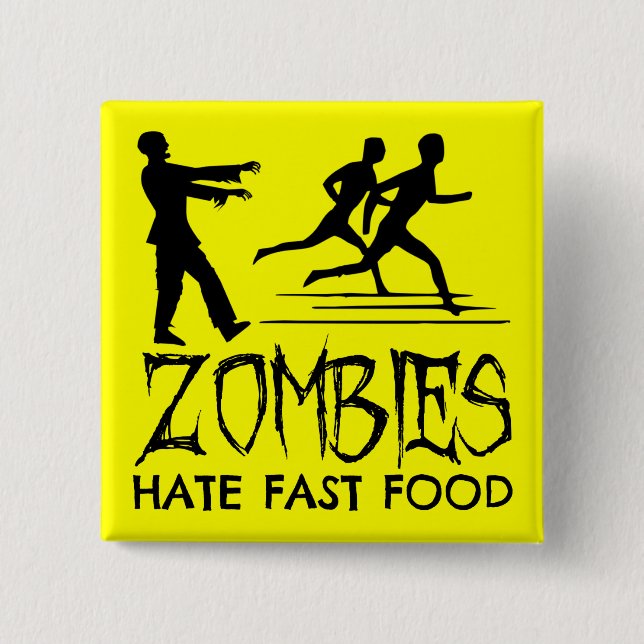 Macaron Carré 5 Cm Zombies Hait Fast Food (Devant)