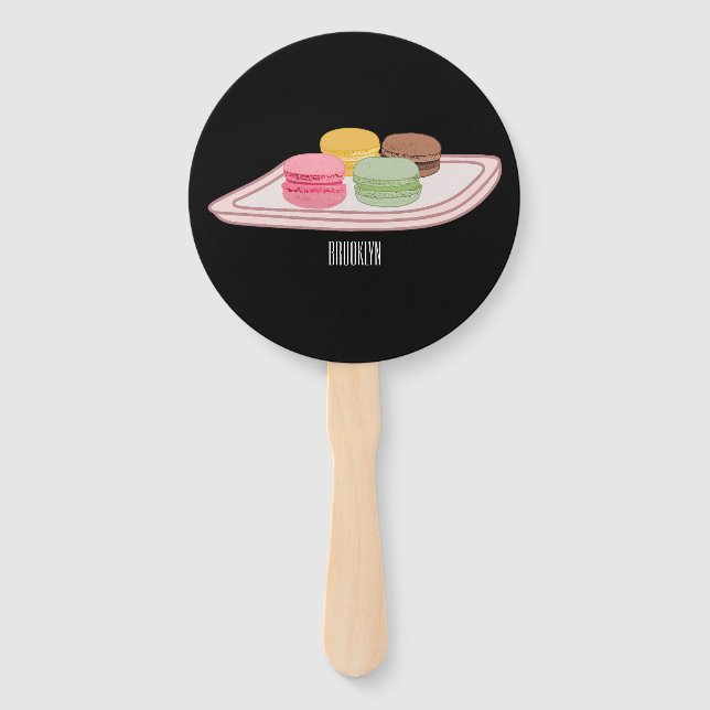 Macaron cartoon illustration  hand fan (Front)