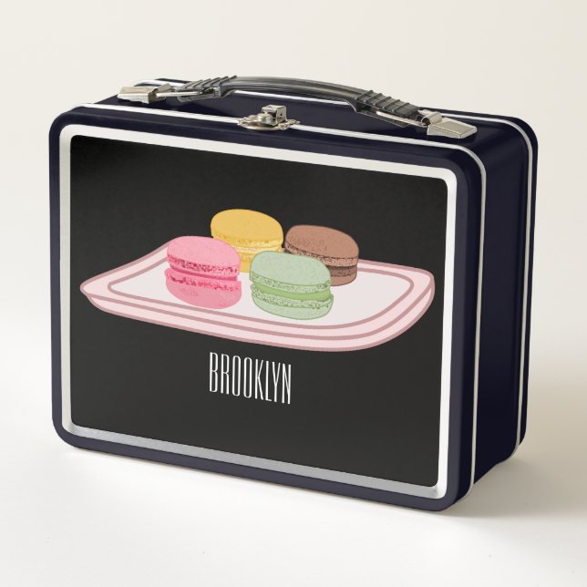 Macaron cartoon illustration  metal lunch box (Front)