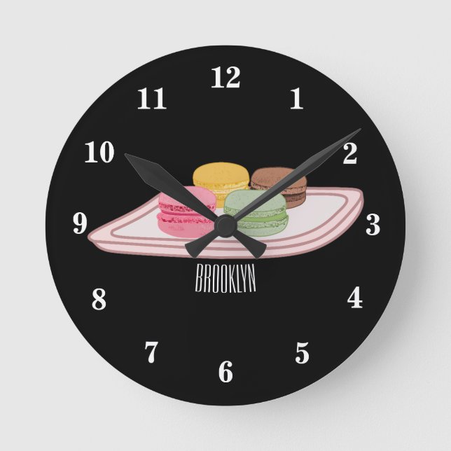 Macaron cartoon illustration  round clock (Front)