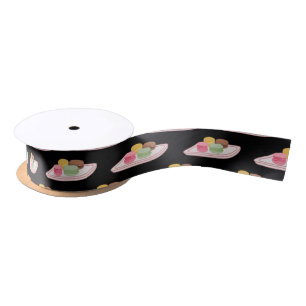 Macaron cartoon illustration  satin ribbon