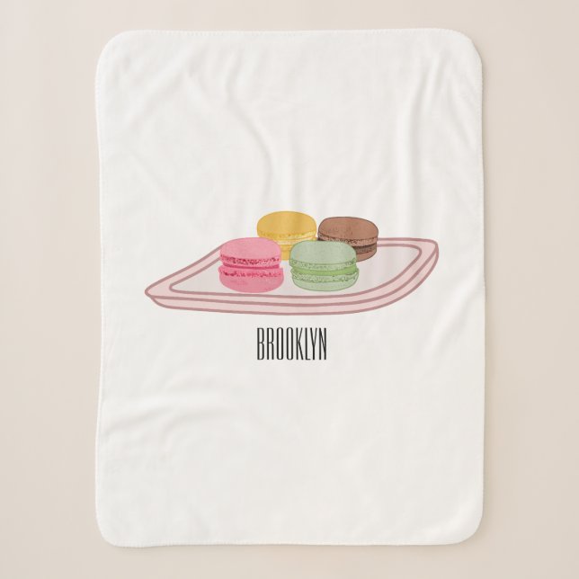 Macaron cartoon illustration  sherpa blanket (Front)