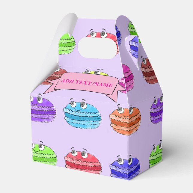 Macaron Cartoon Pattern Custom Name Favor Box (Front Side)