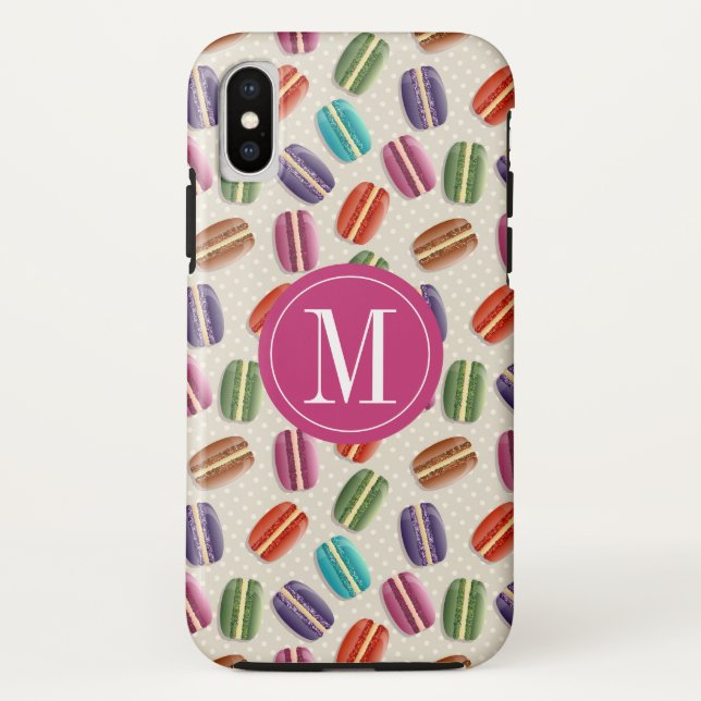 Macaron Cookies Cute Custom Monogram Initial Case-Mate iPhone Case (Back)